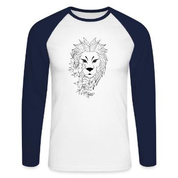 Lion - Unisex Long Sleeve Baseball T-Shirt - white/navy - Front - Nik (191cm)
