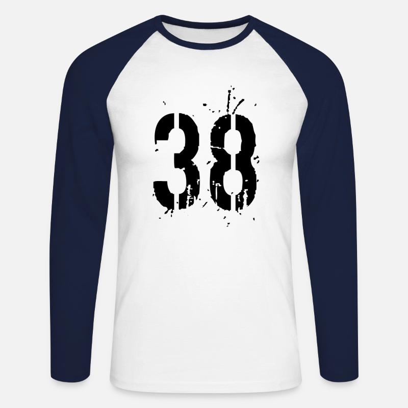 38 Numero 38 - Maglia da baseball a manica lunga da uomo - bianco/navy