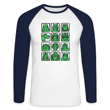 Gamer Game Player Online Computer Gaming Arcade - Unisex Long Sleeve Baseball T-Shirt - white/navy - Front - Nik (191cm)