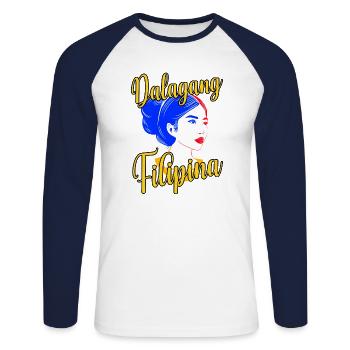 Philippines Drapeau philippin Philippines I Cadeau - T-shirt baseball manches longues Homme - blanc/marine - Devant - Nik (191cm)