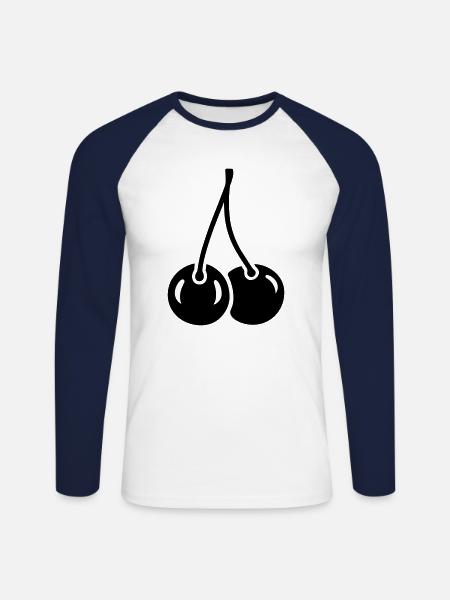 cherry - Unisex Long Sleeve Baseball T-Shirt - white/navy