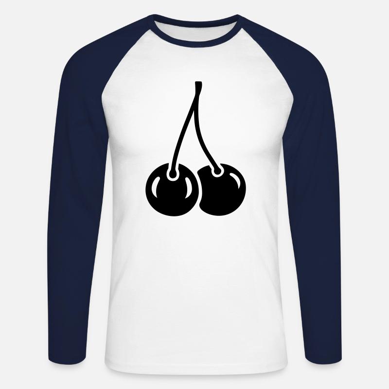 Kirsche - Unisex Baseballshirt langarm - Weiß/Navy