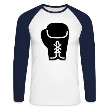 gant de boxe - T-shirt baseball manches longues Homme - blanc/marine - Devant - Nik (191cm)