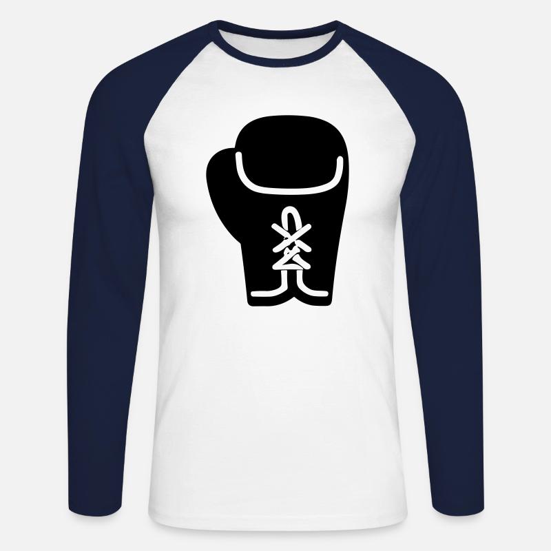Boxhandschuh - Unisex Baseballshirt langarm - Weiß/Navy