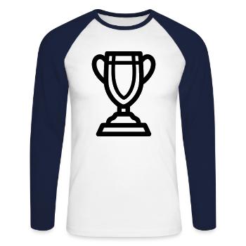 trophée - T-shirt baseball manches longues Homme - blanc/marine - Devant - Nik (191cm)