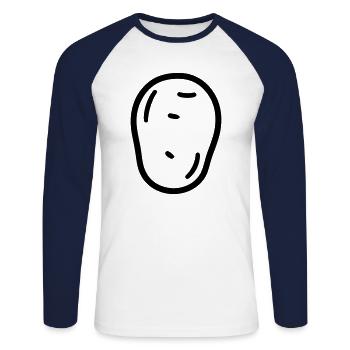 patate - T-shirt baseball manches longues Homme - blanc/marine - Devant - Nik (191cm)