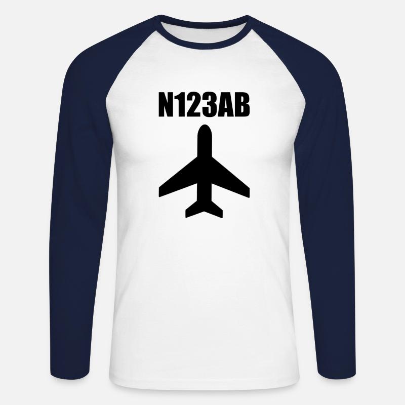 Custom Aviation - Flugzeug - Luffahrt - Pilot - Unisex Baseballshirt langarm - Weiß/Navy
