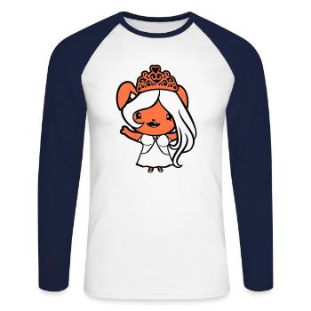 Lapin Princesse Reine Couronne Ondulant De Jolis Cheveux - T-shirt baseball manches longues Homme - blanc/marine - Devant - Nik (191cm)