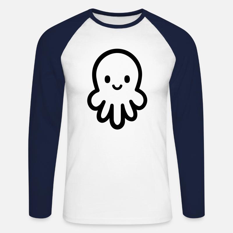 Krake - Unisex Baseballshirt langarm - Weiß/Navy