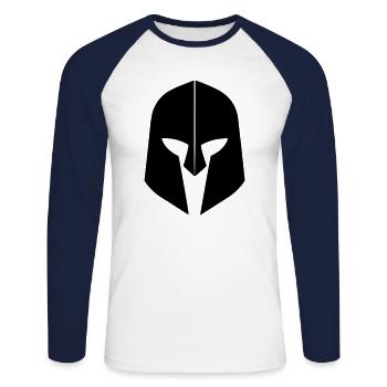 Sparta Spartanischer Krieger - Unisex Baseballshirt langarm - Weiß/Navy - Vorne - Nik (191cm)