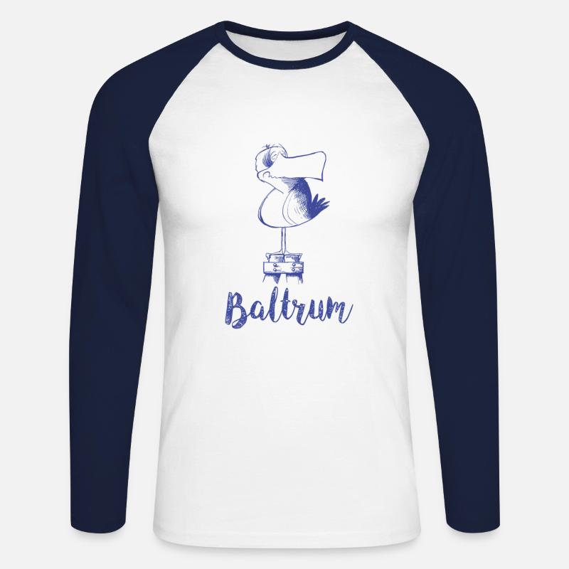 Baltrum Moewe - Unisex Baseballshirt langarm - Weiß/Navy