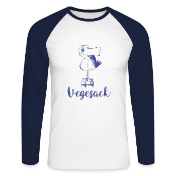 Vegesack Moewe - Unisex Baseballshirt langarm - Weiß/Navy - Vorne - Nik (191cm)