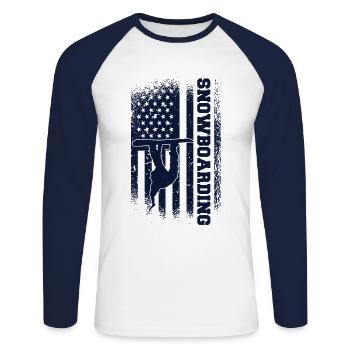 Snowboard Snowboard Snowboard Vacances Snowboarder - T-shirt baseball manches longues Homme - blanc/marine - Devant - Nik (191cm)