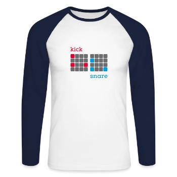 Beatmaker Geschenk Musikproduktion Geschenk - Unisex Baseballshirt langarm - Weiß/Navy - Vorne - Nik (191cm)