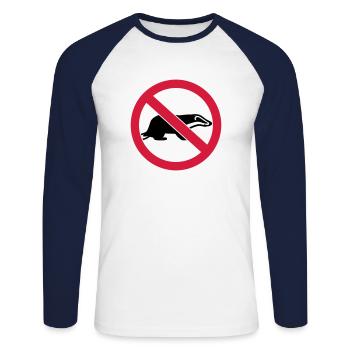blaireau - T-shirt baseball manches longues Homme - blanc/marine - Devant - Nik (191cm)