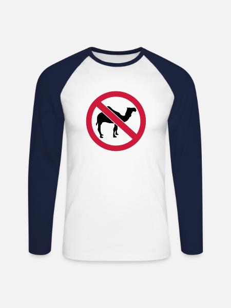 Kamel - Unisex Baseballshirt langarm - Weiß/Navy