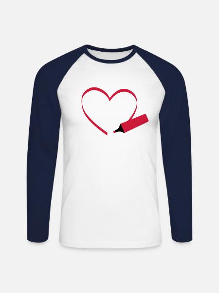Textmarker, i love - Unisex Baseballshirt langarm - Weiß/Navy