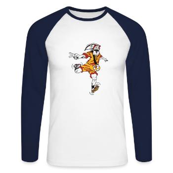 Fussball, Wiltsch, Sport, Schweiz, art, style, - Unisex Baseballshirt langarm - Weiß/Navy - Vorne - Nik (191cm)