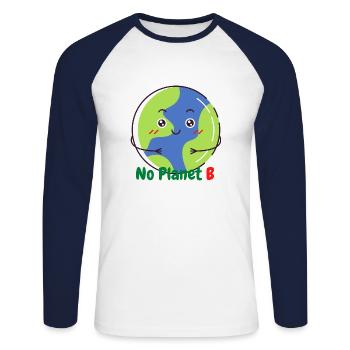 No Planet B - T-shirt baseball manches longues Homme - blanc/marine - Devant - Nik (191cm)