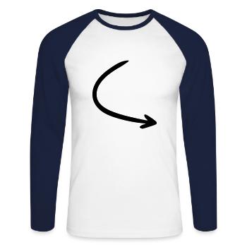 Pfeil Zeichnung Skizze schwarz - Unisex Baseballshirt langarm - Weiß/Navy - Vorne - Nik (191cm)