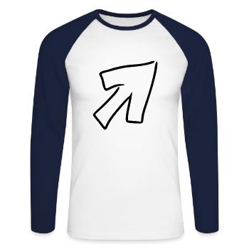 Arrow drawing sketch black - Unisex Long Sleeve Baseball T-Shirt - white/navy - Front - Nik (191cm)