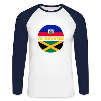 Haiti Haitian Jamaica Combination I Gift - Unisex Long Sleeve Baseball T-Shirt - white/navy - Front - Nik (191cm)