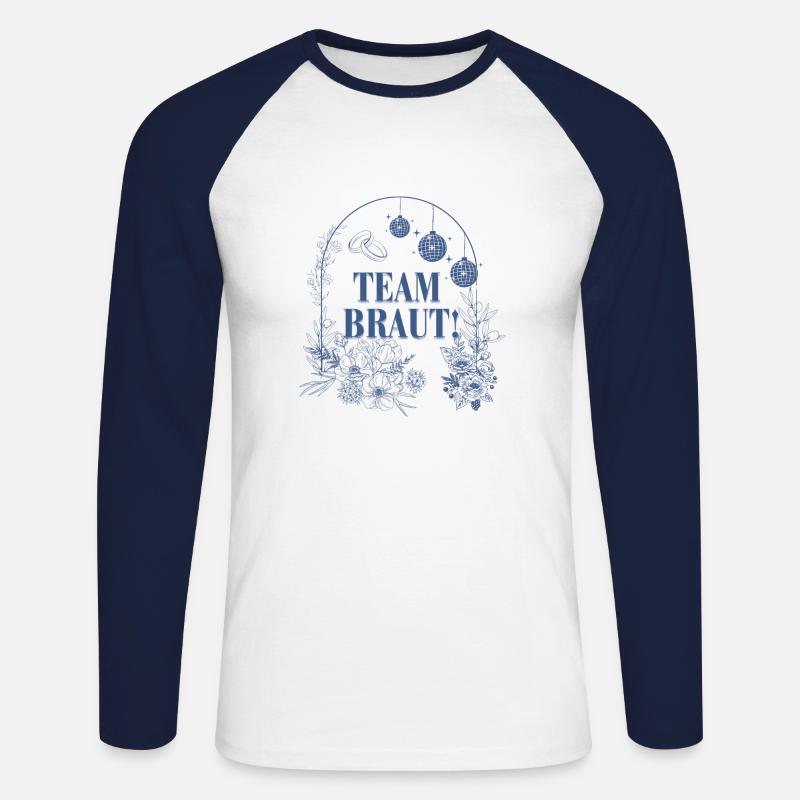 Team Braut - Unisex Baseballshirt langarm - Weiß/Navy
