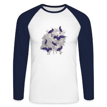 Schuhschnabel Vogel Ornithologe Wald I Geschenk - Unisex Baseballshirt langarm - Weiß/Navy - Vorne - Nik (191cm)