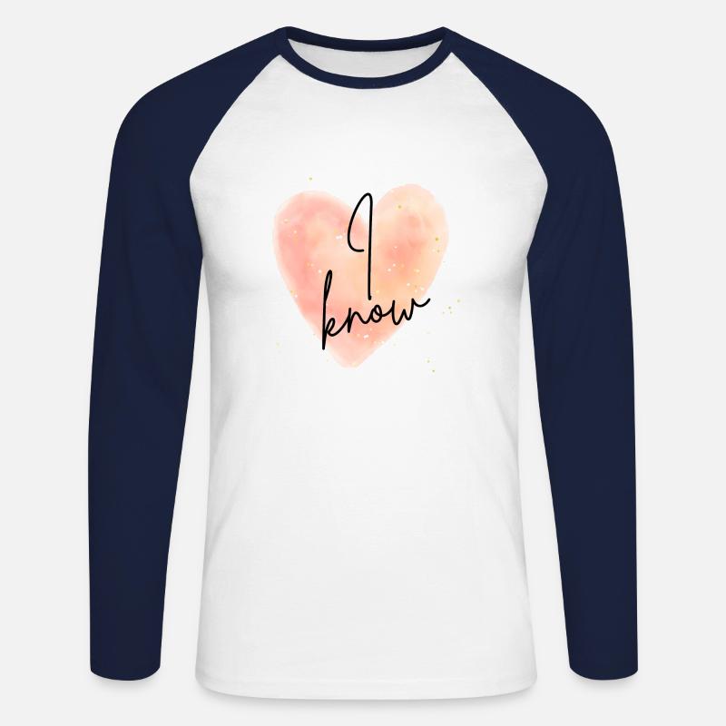 I know - Unisex Baseballshirt langarm - Weiß/Navy