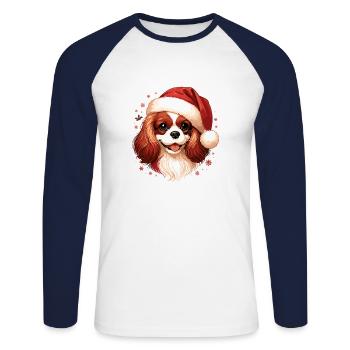Pullover Weihnachts-T-Shirt – Einzigartiges Geschenk - Unisex Baseballshirt langarm - Weiß/Navy - Vorne - Nik (191cm)