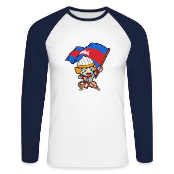 Temple du Cambodge Khmer Vintage drapeau je cadeau - T-shirt baseball manches longues Homme - blanc/marine - Devant - Nik (191cm)