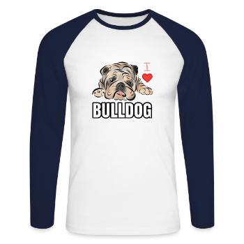 Bulldog Bulldogge - T-shirt baseball manches longues Homme - blanc/marine - Devant - Nik (191cm)