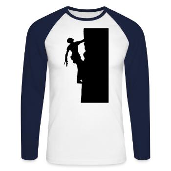 Klettern Berg climbing - Unisex Baseballshirt langarm - Weiß/Navy - Vorne - Nik (191cm)