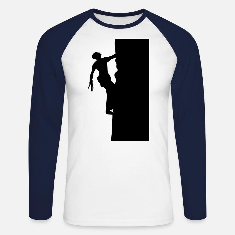 Klettern Berg climbing - Unisex Baseballshirt langarm - Weiß/Navy