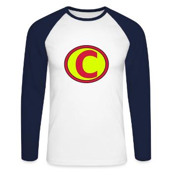 Super, Superheld, Superheldin, Hero, C - Unisex Long Sleeve Baseball T-Shirt - white/navy - Front - Nik (191cm)