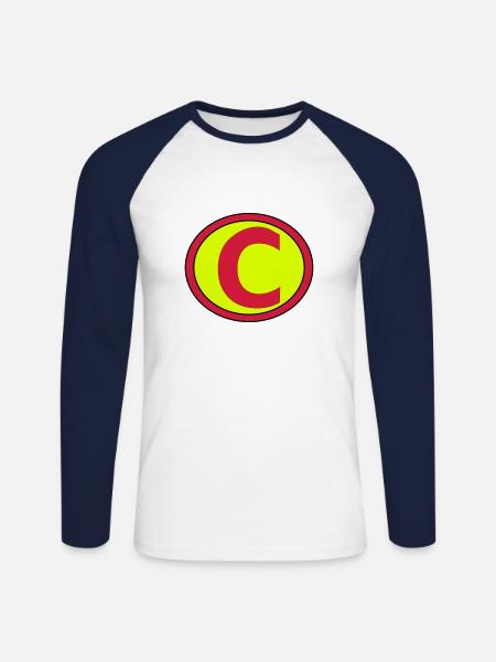 Super, Superheld, Superheldin, Hero, C - Unisex Long Sleeve Baseball T-Shirt - white/navy