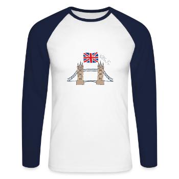 England London Great Britain Tower Bridge Big Ben - Unisex Long Sleeve Baseball T-Shirt - white/navy - Front - Nik (191cm)