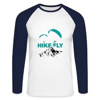 Hike & Fly - Unisex Baseballshirt langarm - Weiß/Navy - Vorne - Nik (191cm)