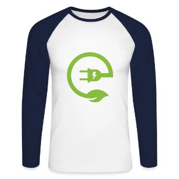 Electric Powered E-Bike - Unisex Long Sleeve Baseball T-Shirt - white/navy - Front - Nik (191cm)
