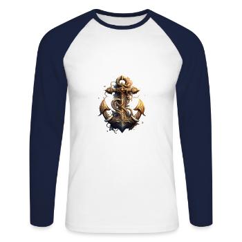 great sail motif, cool, maritime anchor - Unisex Long Sleeve Baseball T-Shirt - white/navy - Front - Nik (191cm)
