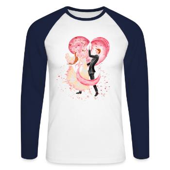 Dancing wedding couple - Unisex Long Sleeve Baseball T-Shirt - white/navy - Front - Nik (191cm)