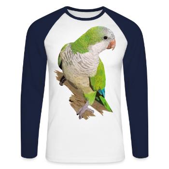 Perruche argentine - T-shirt baseball manches longues Homme - blanc/marine - Devant - Nik (191cm)
