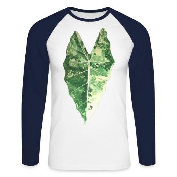 Feuille d'Alocasia Frydek - T-shirt baseball manches longues Homme - blanc/marine - Devant - Nik (191cm)