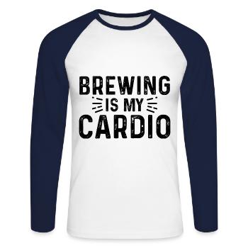 Brewing Is My Cardio Homebrewing Craftbeer Brewery - Unisex Baseballshirt langarm - Weiß/Navy - Vorne - Nik (191cm)