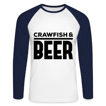 Écrevisses et bière – Maritime Delight - T-shirt baseball manches longues Homme - blanc/marine - Devant - Nik (191cm)