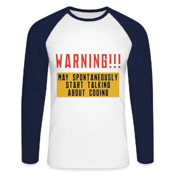 Warning May Spontaneously Start Talking About Codi - Unisex Baseballshirt langarm - Weiß/Navy - Vorne - Nik (191cm)