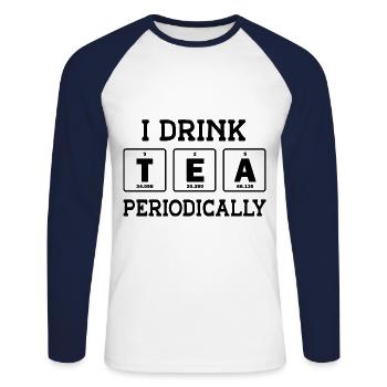 I Drink Tea Periodically Tea Lover Drinking Tea Cu - Unisex Baseballshirt langarm - Weiß/Navy - Vorne - Nik (191cm)