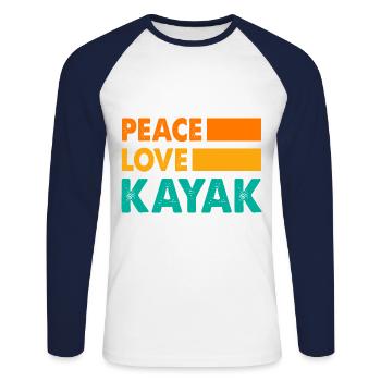 Peace Love Kayak Canoe Kayaking Rower Rowing Paddl - Unisex Baseballshirt langarm - Weiß/Navy - Vorne - Nik (191cm)