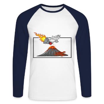 Dinosaur Graphic Badminton Player Shuttlecock Spor - Unisex Baseballshirt langarm - Weiß/Navy - Vorne - Nik (191cm)