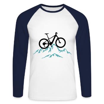 Mountain biking, mountain biking and mountains, cycling - Unisex Long Sleeve Baseball T-Shirt - white/navy - Front - Nik (191cm)